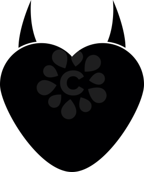 Heart with devil horn it is black color icon .