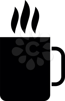 Cup with hot drink it is black color icon .