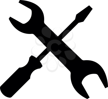 Screwdriver and wrench the black color it is black icon .