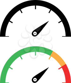 Speedometer set icon black and green orange red color two items