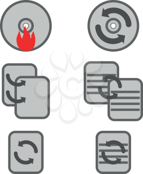 The symbol data processing grey and red set.