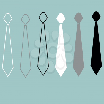 Tie or cravat path and flat style icon set.