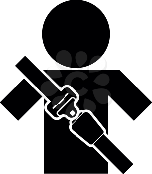 Man with forklift seat belt stick figure Car safety belt icon black color vector illustration flat style simple image