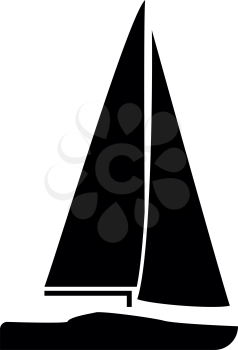 Yacht icon black color vector illustration flat style simple image