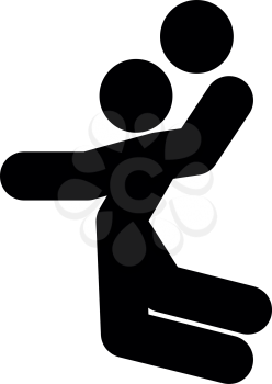 Volleyball player or basketball player with a ball stick icon black color vector illustration flat style simple image