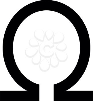 Symbol omega icon black color vector illustration flat style simple image