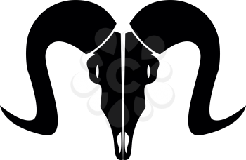 Goat head skull black icon .