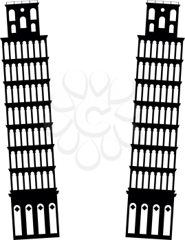 Pisa tower black icon .