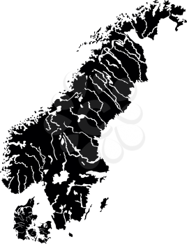 Map of Scandinavia icon black color vector illustration flat style simple image