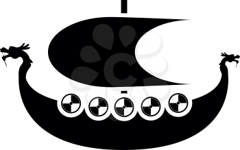Viking drakkar Dracar sailboat Viking's ship Viking boat icon black color vector illustration flat style simple image