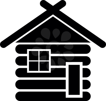 Wooden house Barn with wood Modular log cabins Wood cabin modular homes icon black color vector illustration flat style simple image