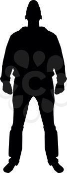 Man standing in cap view with front icon black color vector illustration flat style simple image