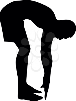 Man bends down Sportsman doing exercises Sport action male Workout silhouette side view icon black color vector illustration flat style simple image