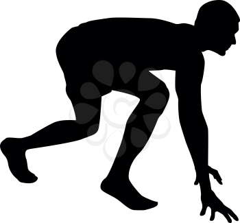 Runner preparing to start running Start running Runner in ready posture to sprint silhouette Ready to start icon black color vector illustration flat style simple image