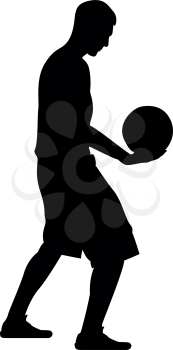 Basketball player holding ball Man holding basketball silhouette icon black color vector illustration flat style simple image