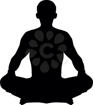 Man in pose lotus Yoga pose Meditation position silhouette Asana icon black color vector illustration flat style simple image