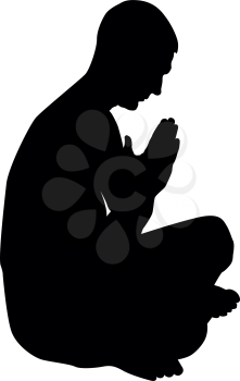Man praying silhouette icon black color vector illustration flat style simple image