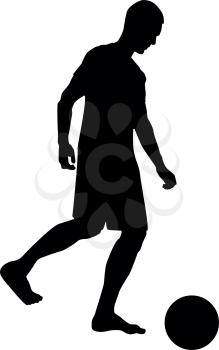 Man kicks the ball silhouette Soccer player kicking ball side view icon black color vector illustration flat style simple image
