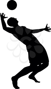 Volleyball player hits the ball with top silhouette side view Attack ball icon black color vector illustration flat style simple image
