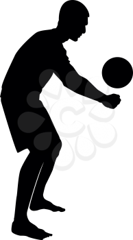 Volleyball player hits the ball with bottom silhouette side view Attack ball icon black color vector illustration flat style simple image
