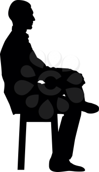 Man sitting pose Young man sits on a chair with his leg thrown silhouette icon black color vector illustration flat style simple image
