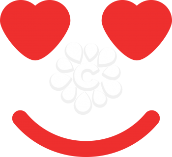 Smile with heart eyes icon Illustration color fill simple style