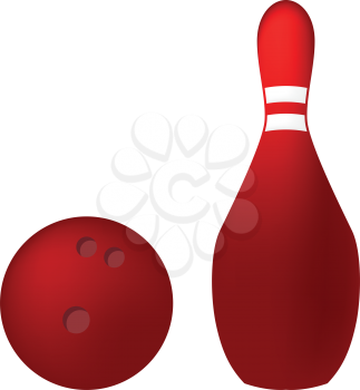 Pin and bowling ball icon Illustration color fill simple style
