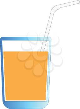 Juice glass with drinking straw icon . It is flat style
