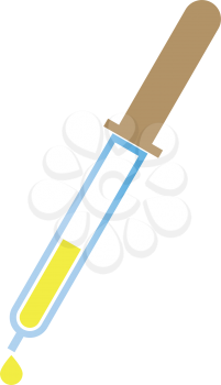 Pipette with drop it is icon . Flat style .