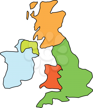 Map of United Kingdom icon . Different color . Simple style .