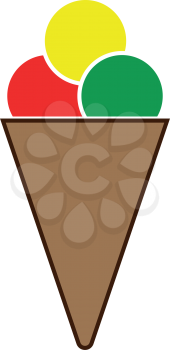 Ice cream cone icon . Different color . Simple style .