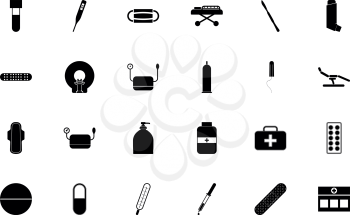 Medical objects black color set solid style vector illustration