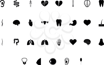 Organs of human concept outline black color set solid style vector illustration