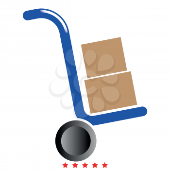 Truck with boxes icon Illustration color fill simple style