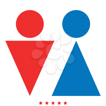 Man and woman icon Illustration color fill simple style