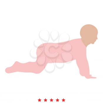 Crawling baby icon Illustration color fill simple style