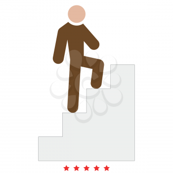 A man climbing stairs icon Illustration color fill simple style