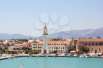 Panoramic view of the town and port of Zakynthos, Greece.