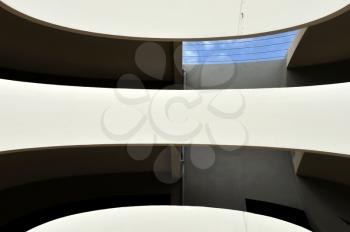Contemporary building distorted futuristic facade. Abstract architecture background.