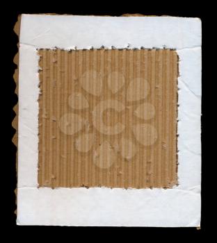 Cardboard paper frame cut border background. Grunge design element.