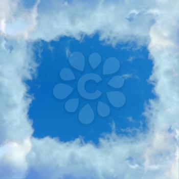Clouds frame formation and blue sky abstract background. Design element.