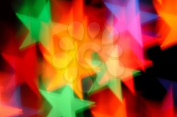 Falling stars abstract lights motion blur. Colorful festive background.