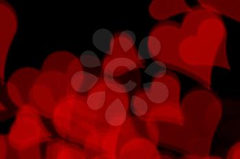 Red hearts blur pattern. Abstract love and romance background.