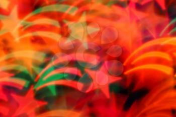 Shooting stars abstract lights motion blur. Colorful festive background.