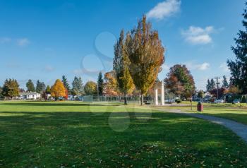 A view of a park in Burien, Washington in Autumn.