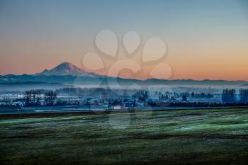 A view of Mount Rainier from Kent, Washington. HDR image.