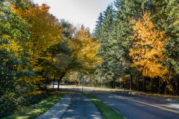 A view of the entrance to Seahurst Park in Burien, Washington. It is Autumn.