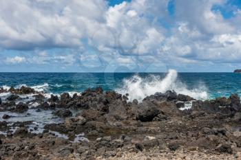 A view of Keanae Point shoreline on Maui, Hawaii.