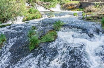 A view from downstream  at Tumwater falls in Tumwater, Washington.