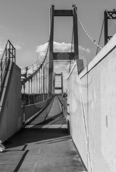 A view of a walkway on the Narrow Bridge in Tacoma, Washington.